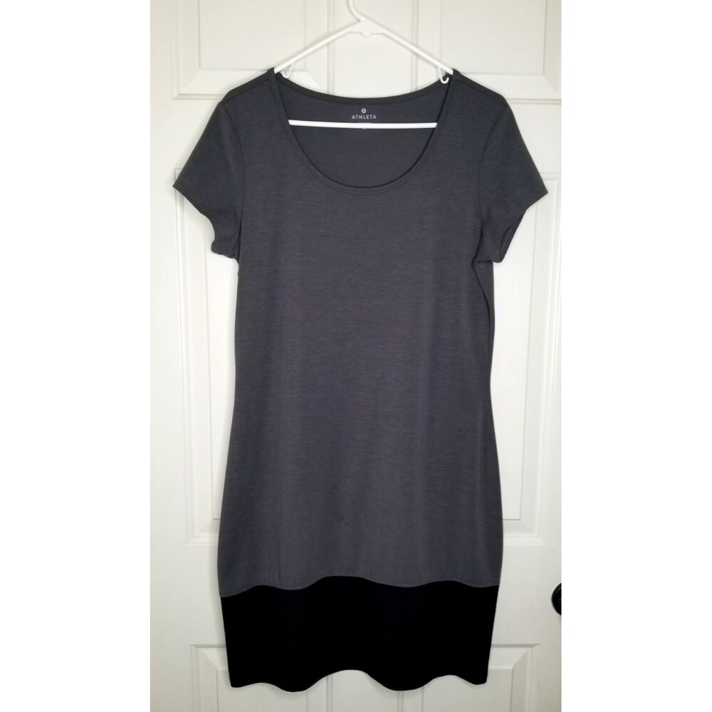 ATHLETA Womens Size Medium T-Shirt Charcoal Grey Dress Minimalism Normcore